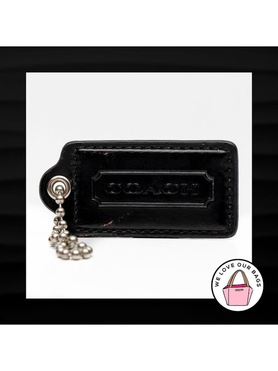 Coach Accessories - 2.5" Large COACH BLACK PATENT LEATHER KEY FOB BAG
